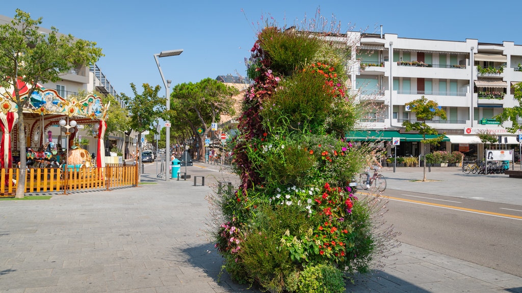 Plaza Mazzini que incluye flores silvestres