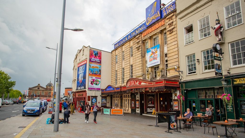 Bristol Hippodrome featuring street scenes