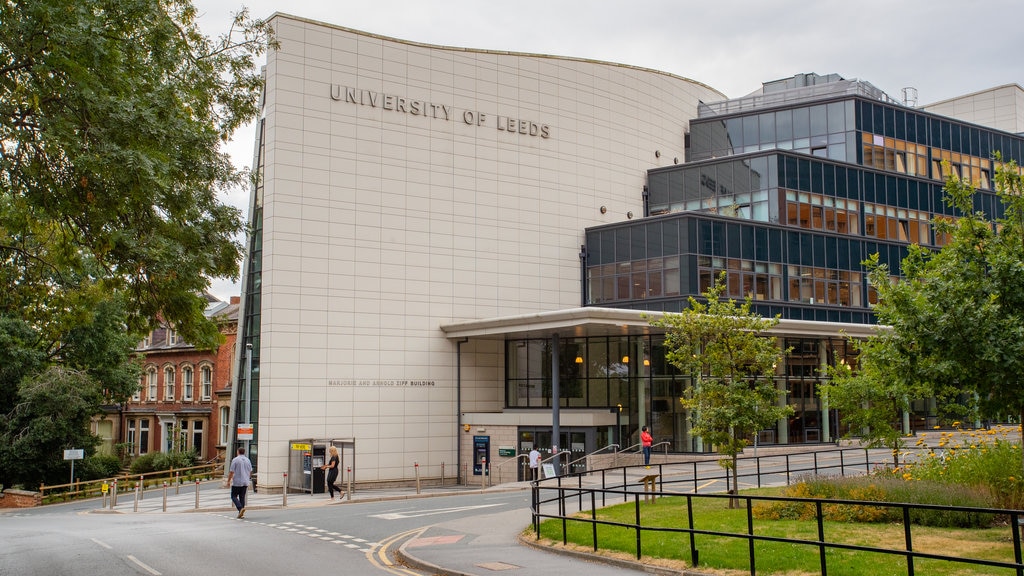 University of Leeds featuring signage and street scenes