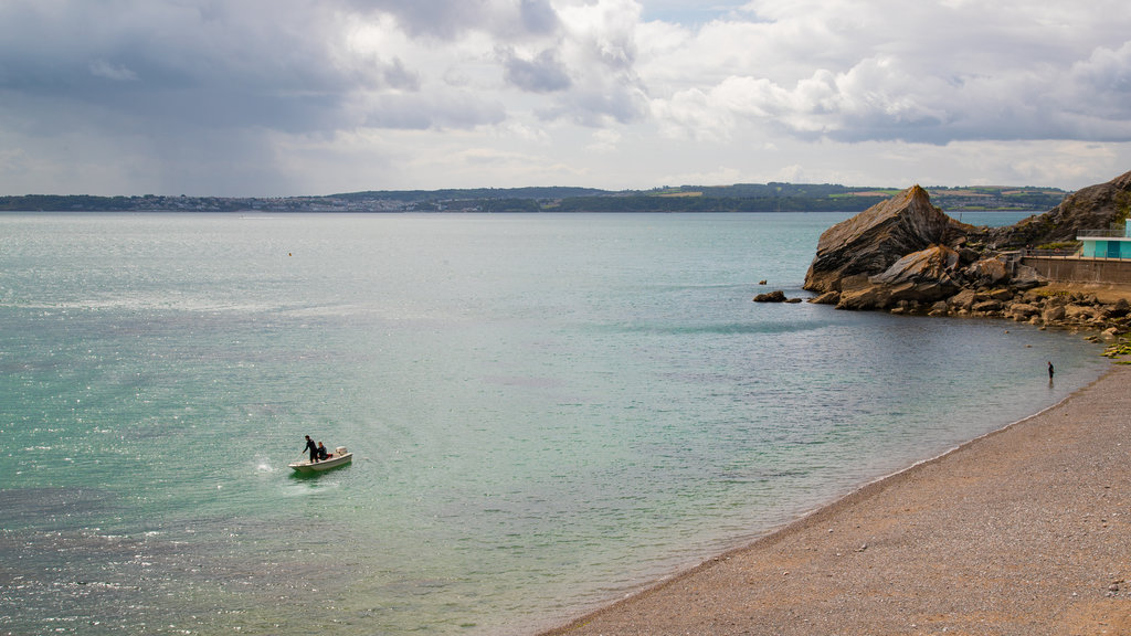 Meadfoot Beach featuring boating, general coastal views and a pebble beach