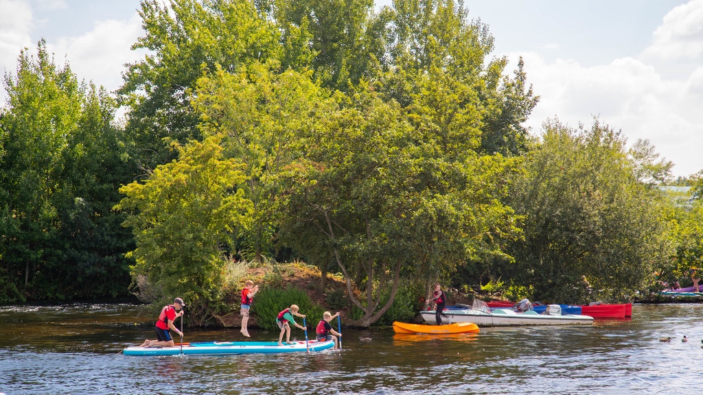 National Water Sports Centre showing kayaking or canoeing and a river or creek as well as children