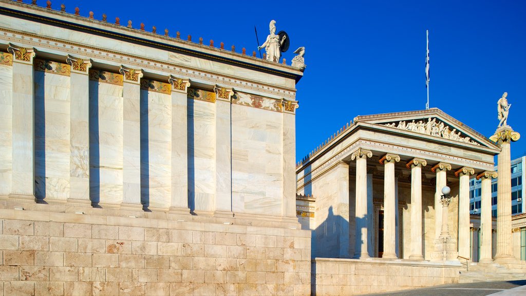 Academy of Athens showing heritage elements and heritage architecture