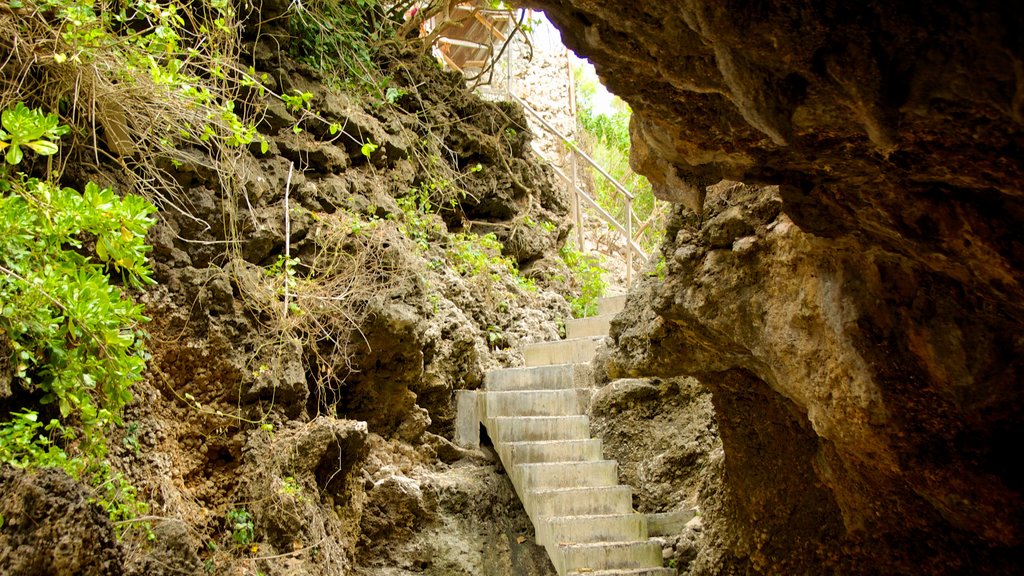 Uluwatu Beach showing caves