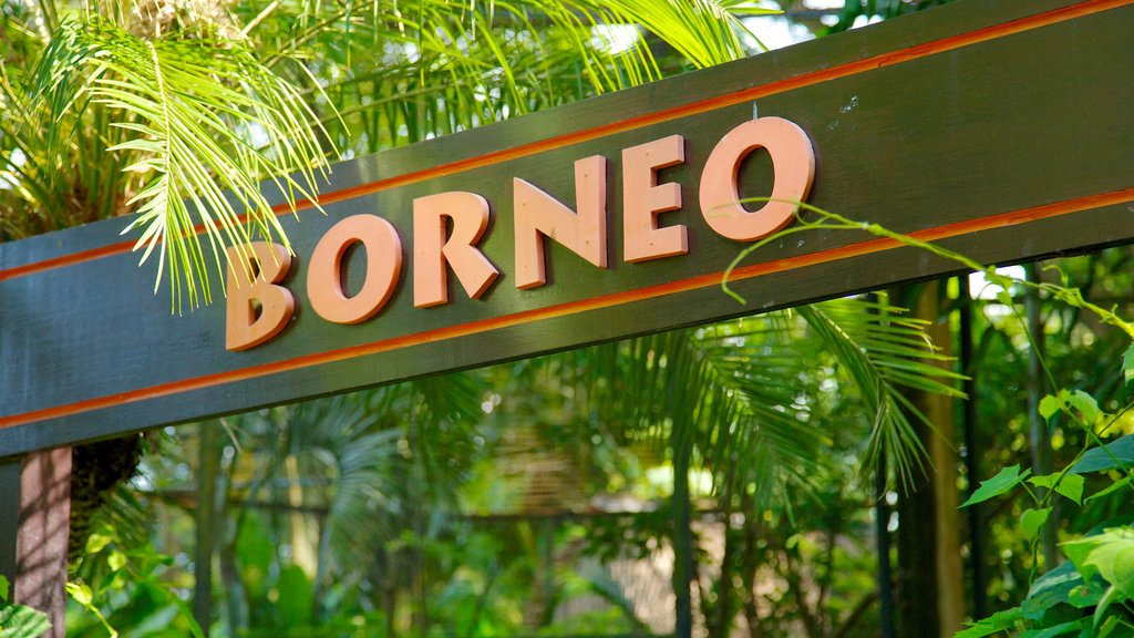 Bali Bird Park featuring a garden and signage