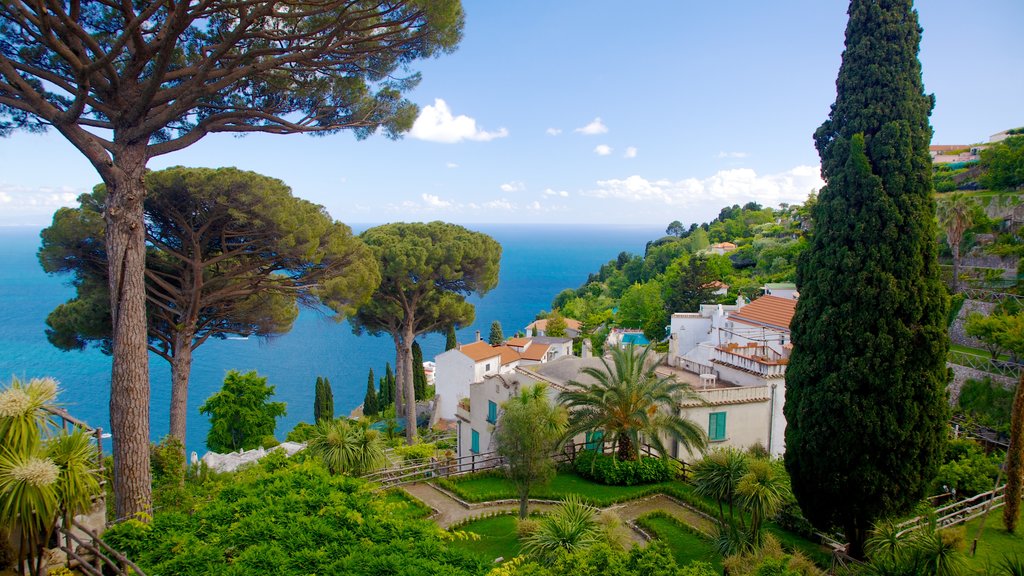 Villa Rufolo showing general coastal views and a coastal town