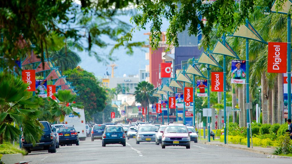 Suva showing a city and street scenes