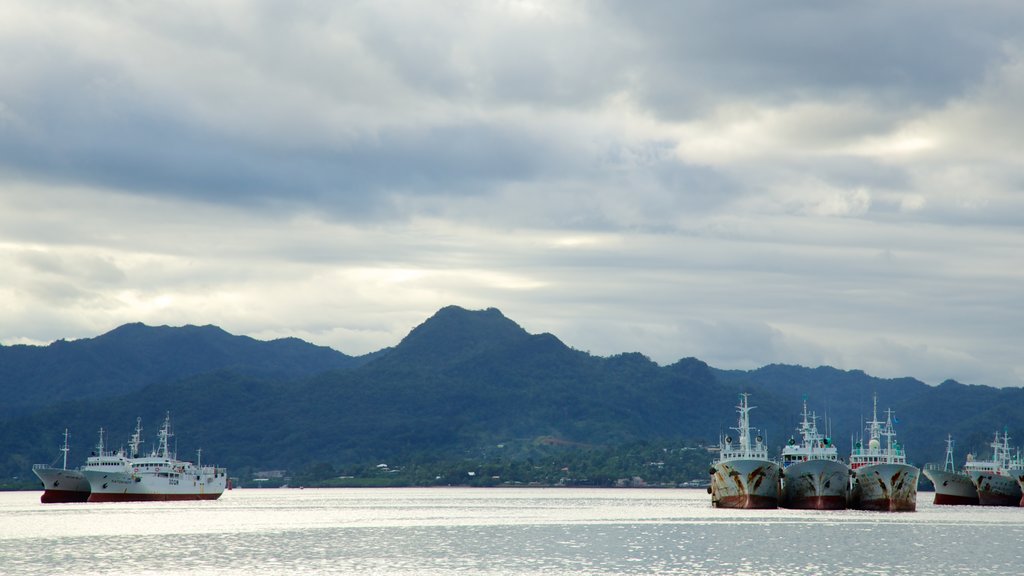 Suva som viser rolig landskap og bukt eller havn