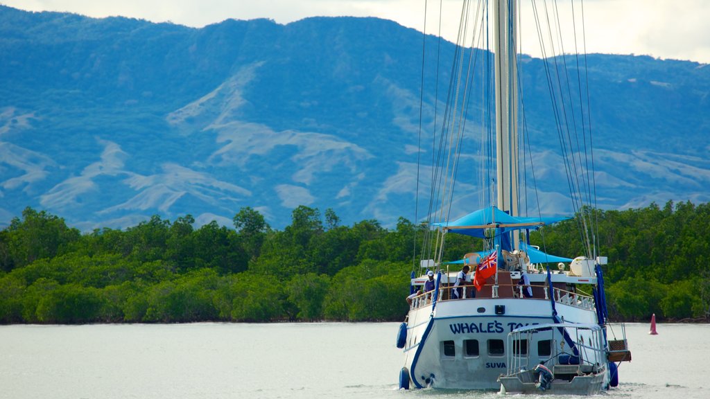 Fiji which includes general coastal views and boating