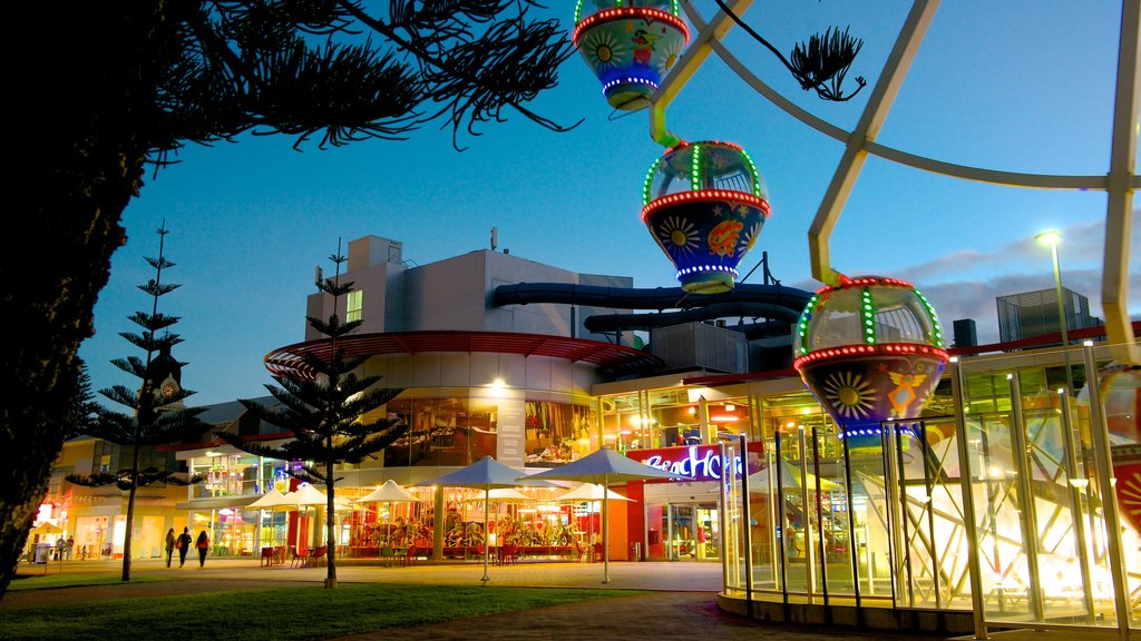 The Beachhouse which includes night scenes, street scenes and rides