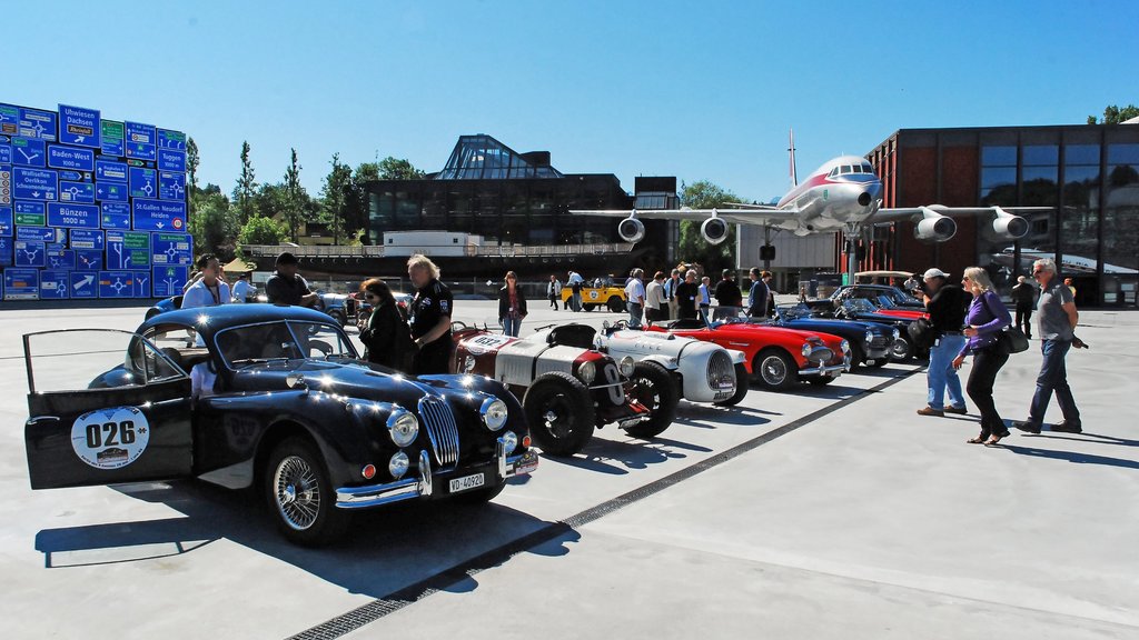 Swiss Transportation Museum showing aircraft and a city