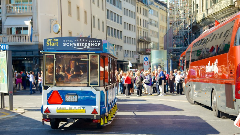 Old Town Lucerne featuring a city, street scenes and touring