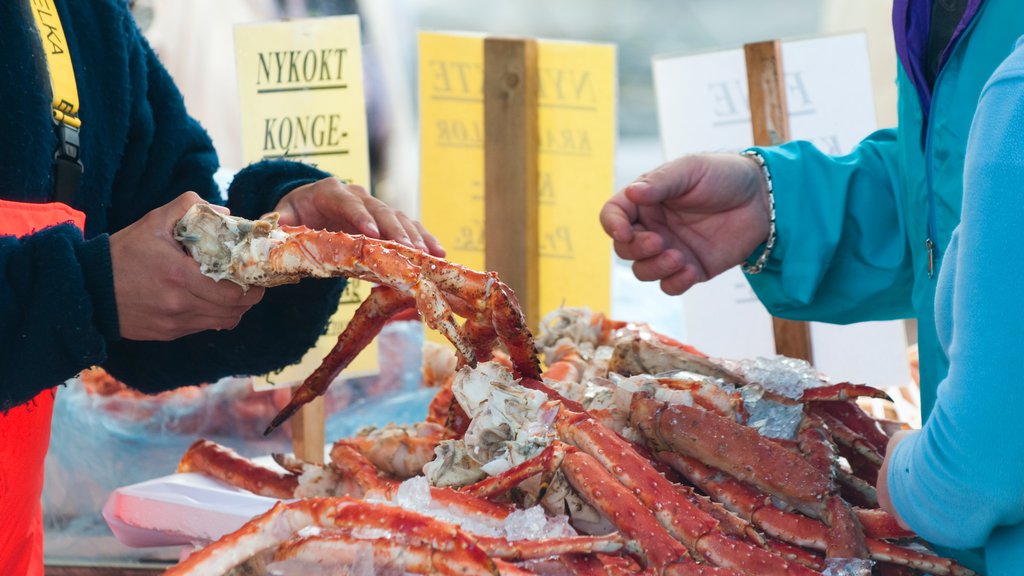 Torget Fishmarket which includes markets and food