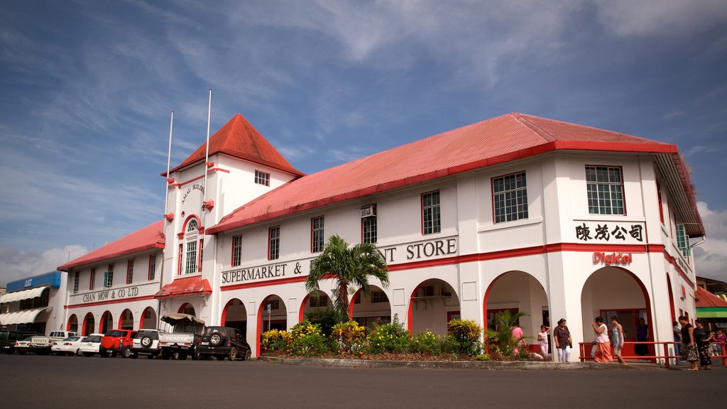 Apia showing street scenes and signage