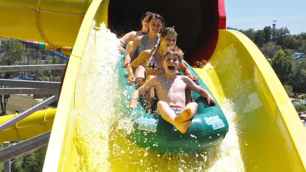 Holiday World and Splashin\' Safari mostrando un parque acuático y también un pequeño grupo de personas