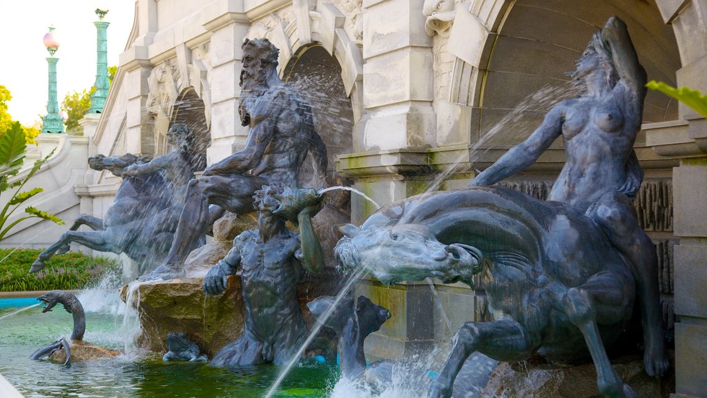 Capitolio de los Estados Unidos mostrando un edificio administrativo, una estatua o escultura y una fuente