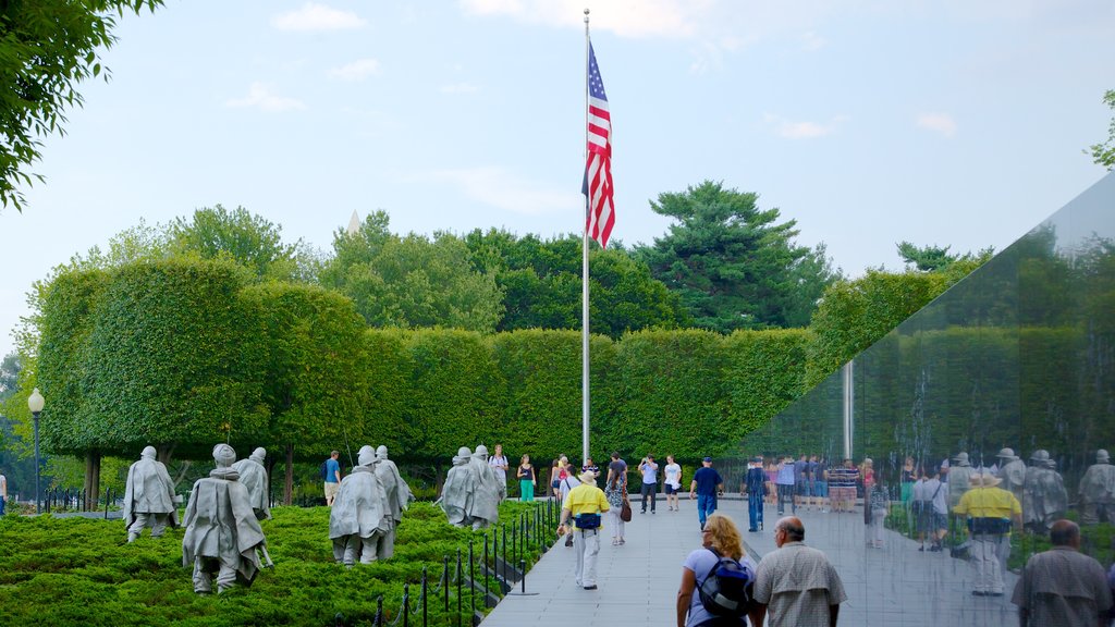 Korean War Veterans Memorial which includes a garden, a memorial and a statue or sculpture