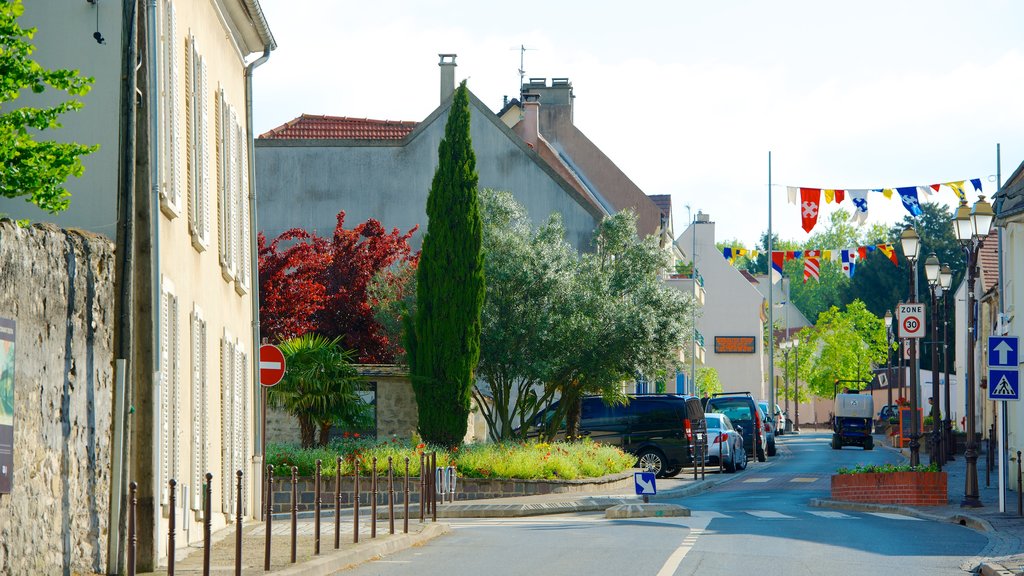 Roissy-en-France showing street scenes and a small town or village