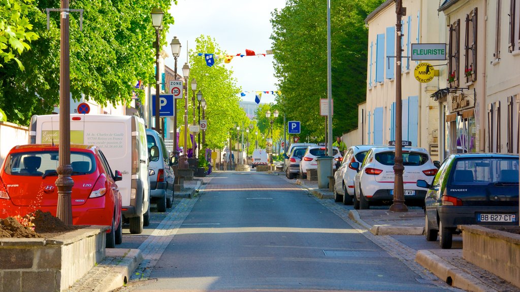 Roissy-en-France showing a small town or village, street scenes and a city