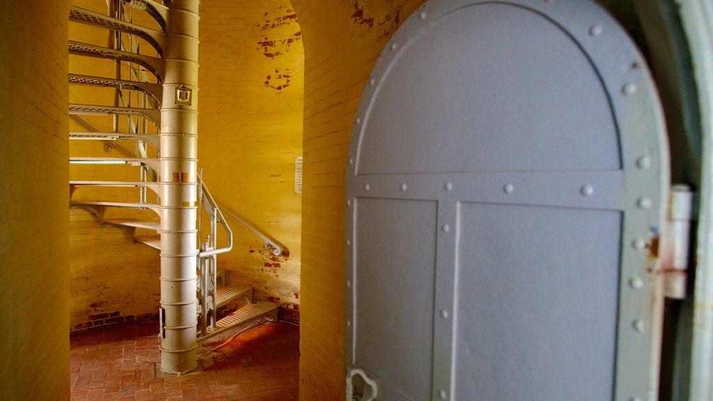 Absecon Lighthouse showing heritage architecture, a lighthouse and interior views