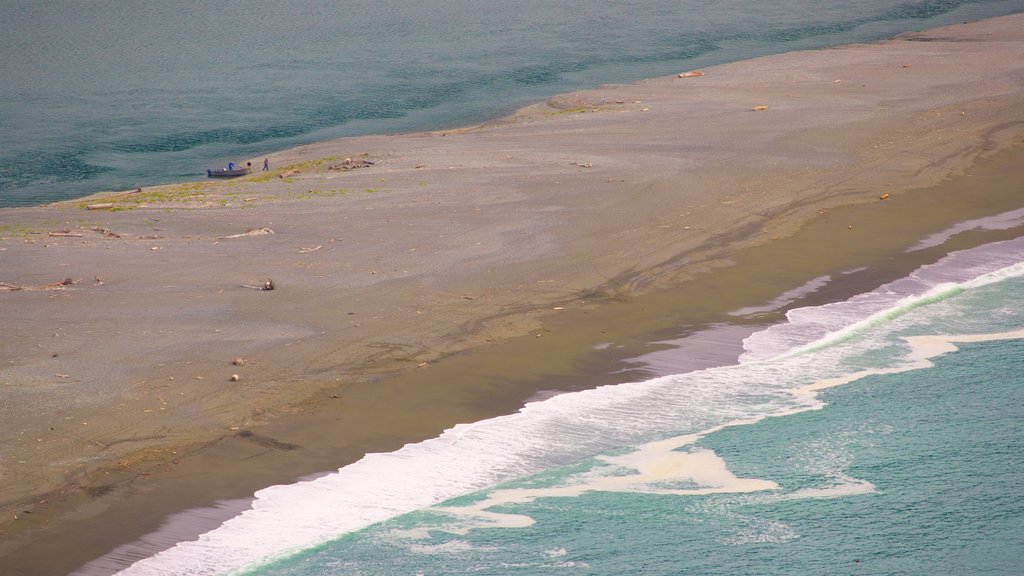 Mirador del río Klamath que incluye vistas generales de la costa y una playa