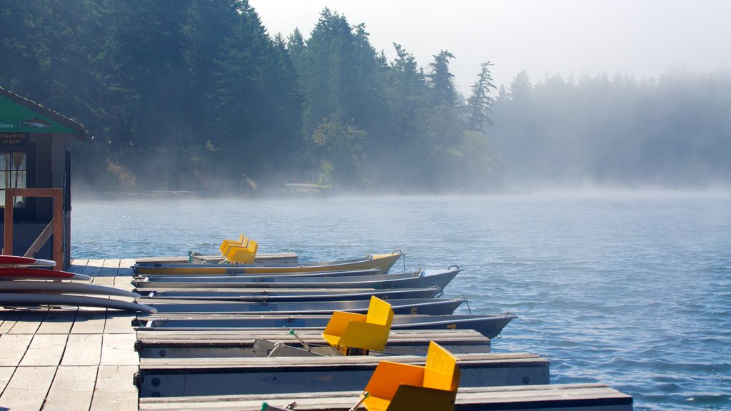 Cascade Lake showing mist or fog and a lake or waterhole