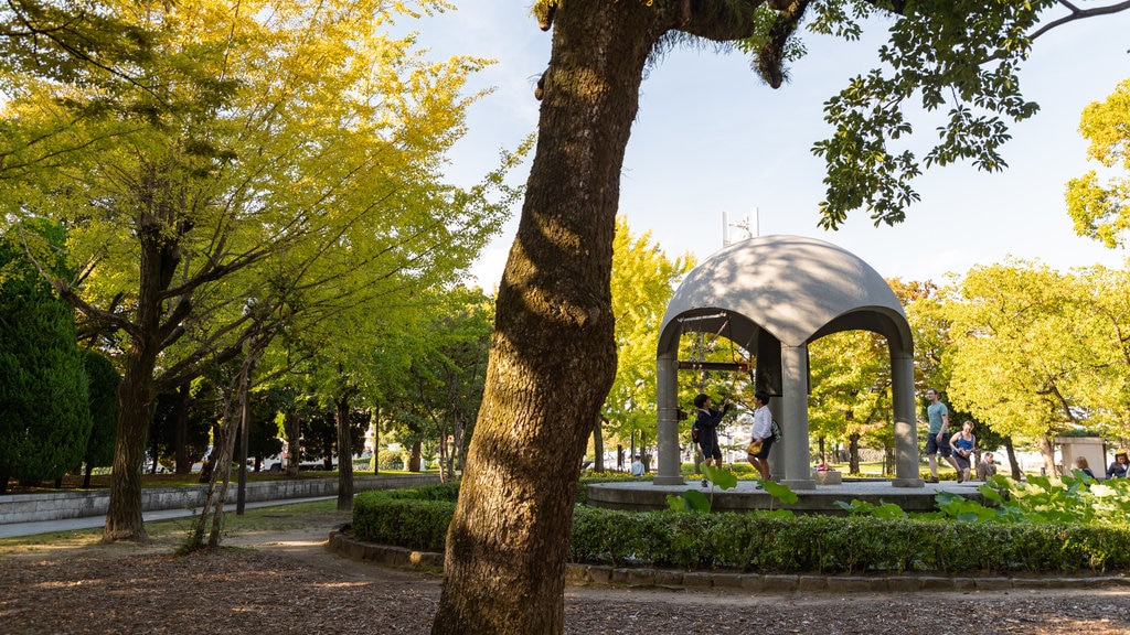 Bell of Peace showing a garden