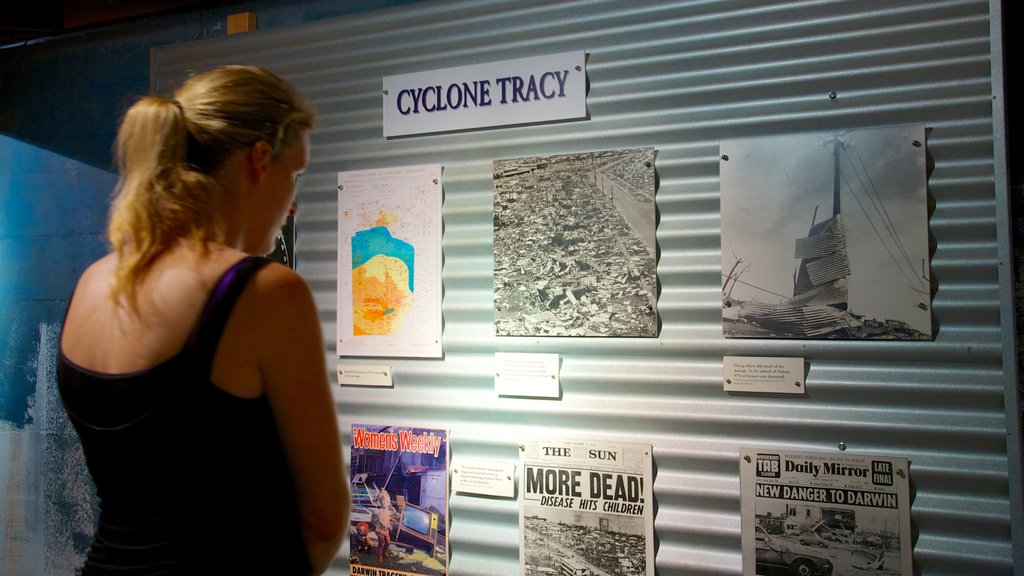 Museum and Art Gallery of the Northern Territory showing interior views as well as an individual female