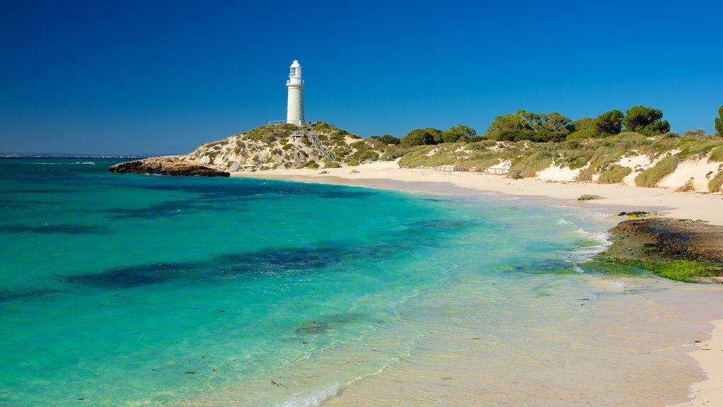 Perth which includes landscape views, a lighthouse and a beach