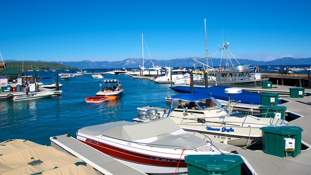 Tahoe City which includes a marina, boating and a bay or harbour