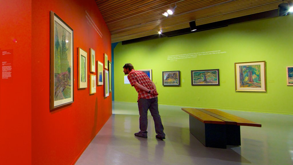 Art Gallery of Greater Victoria featuring interior views and art as well as an individual male