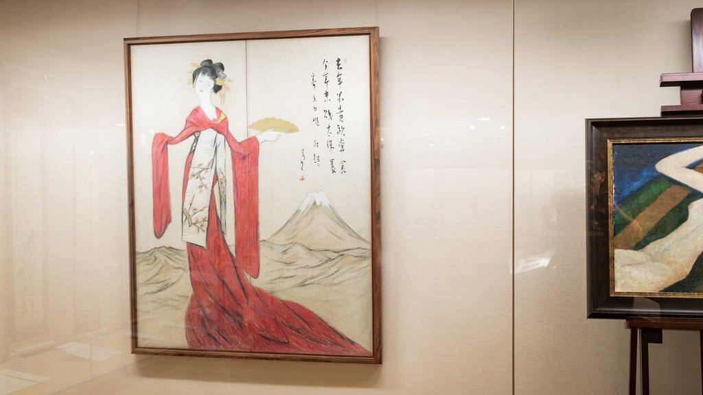 Museu de Arte de Yumeji mostrando arte e vistas internas