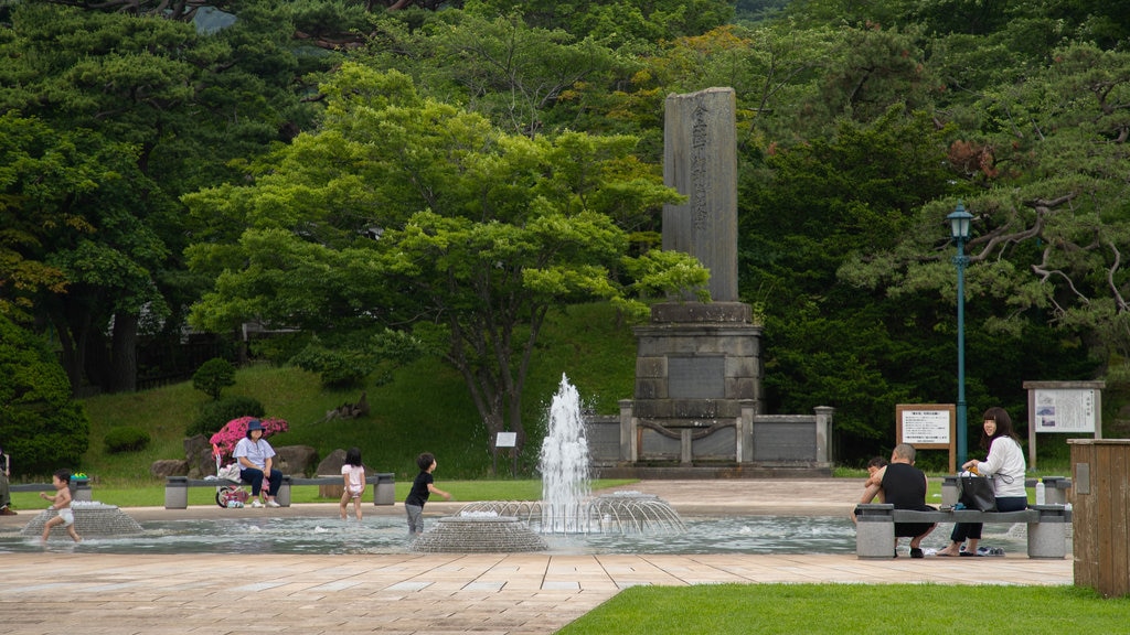 Hakodate Park showing a park, a fountain and swimming