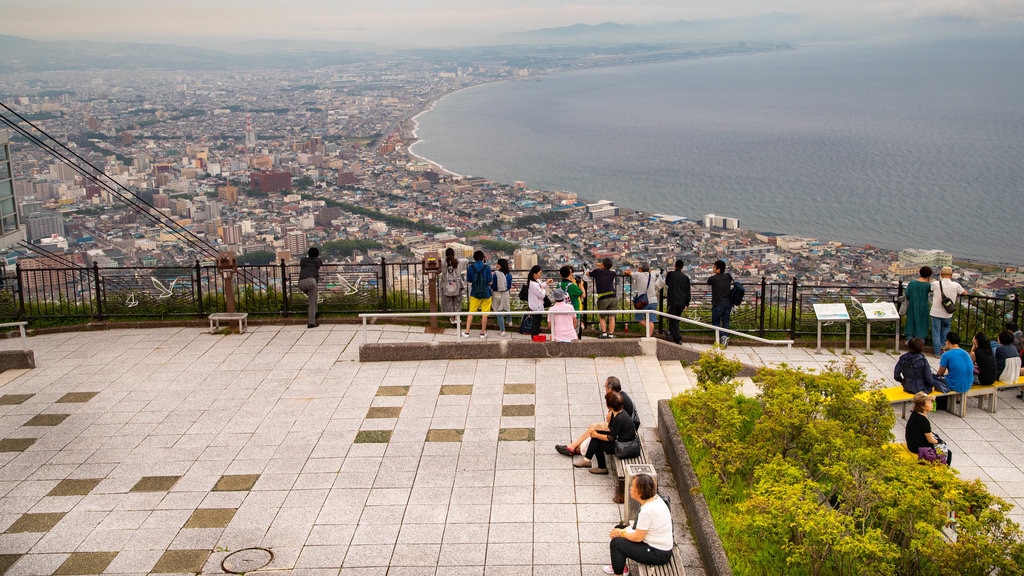 Hakodate Ropeway showing views, a coastal town and landscape views