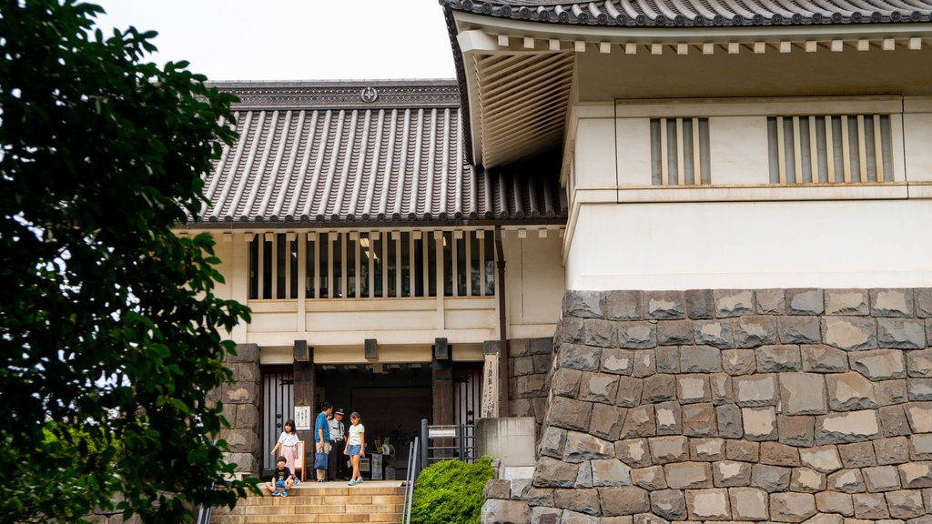 Chiba Castle showing heritage elements as well as a family