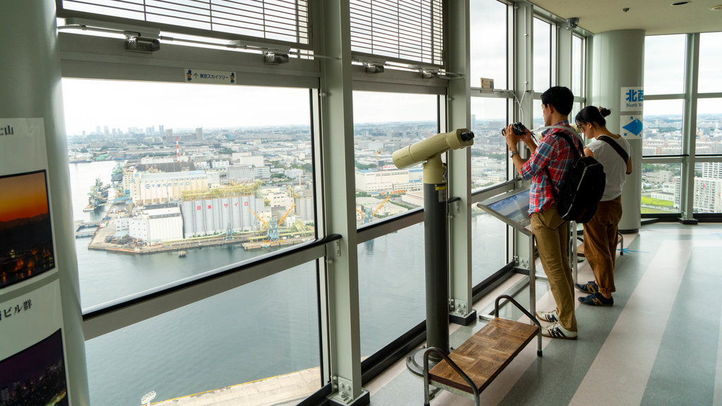 Chiba Port Tower showing interior views and views as well as a couple