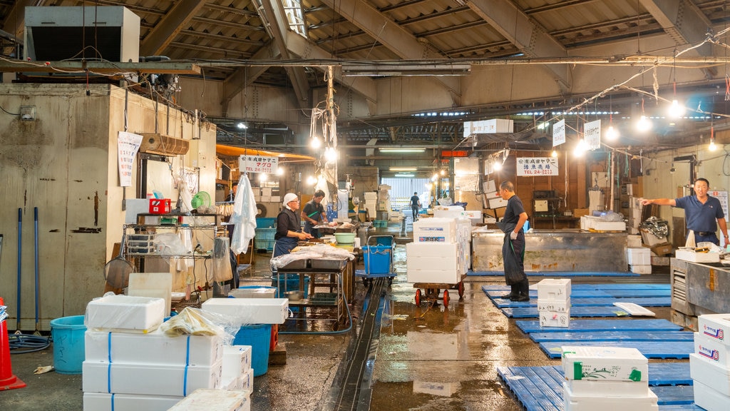 Narita Wholesale Market showing interior views and industrial elements