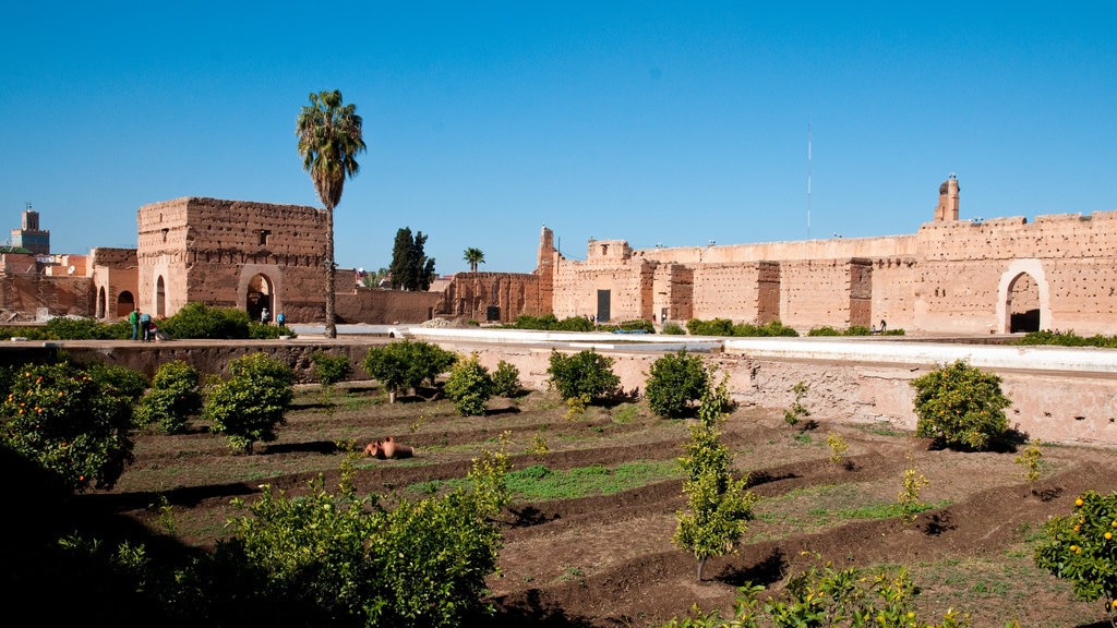 El Badi Palace showing heritage elements and farmland