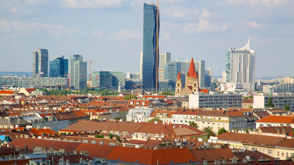 Wiener Prater qui includes une ville, un gratte-ciel et affaires