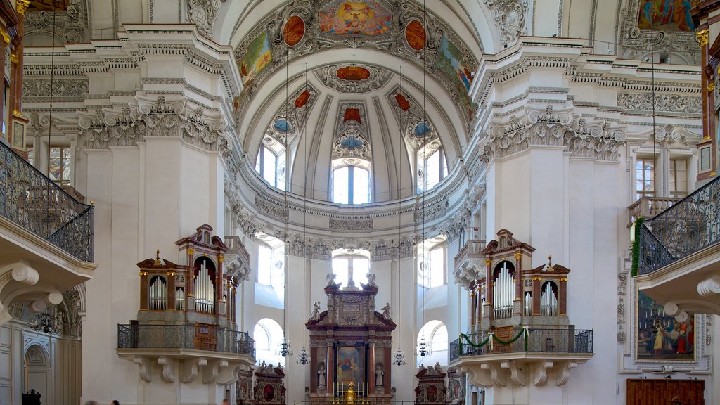 Salzburg Cathedral showing heritage elements, religious aspects and interior views