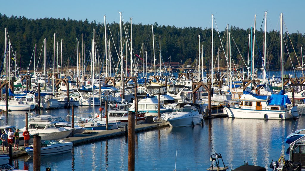 San Juan Island featuring a marina, a bay or harbour and boating