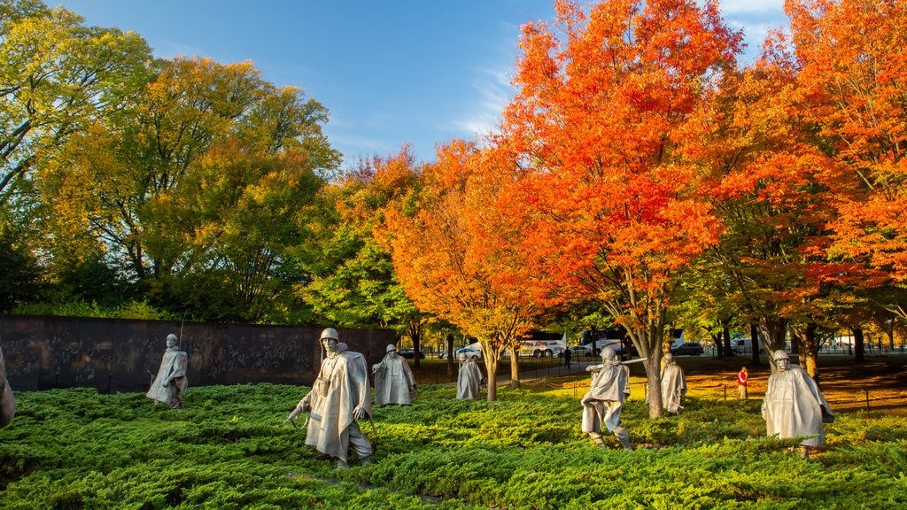 Korean War Veterans Memorial featuring a garden and a statue or sculpture