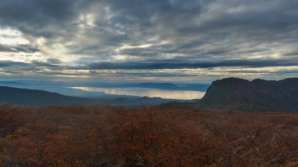 Villarrica National Park showing a sunset and tranquil scenes