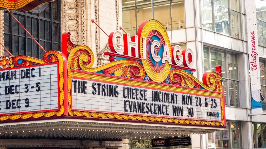 Teatro de Chicago ofreciendo señalización