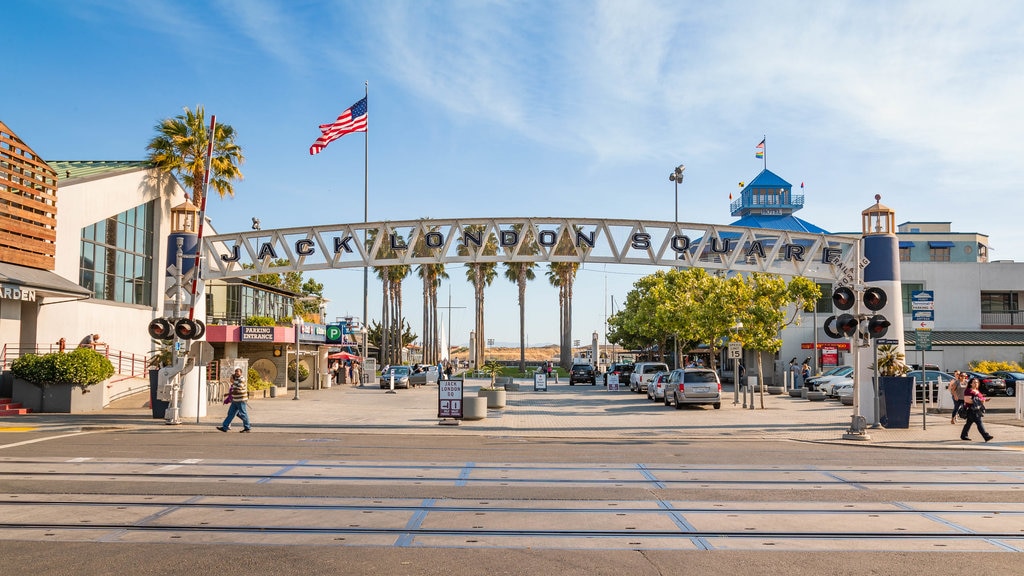 Jack London Square showing signage