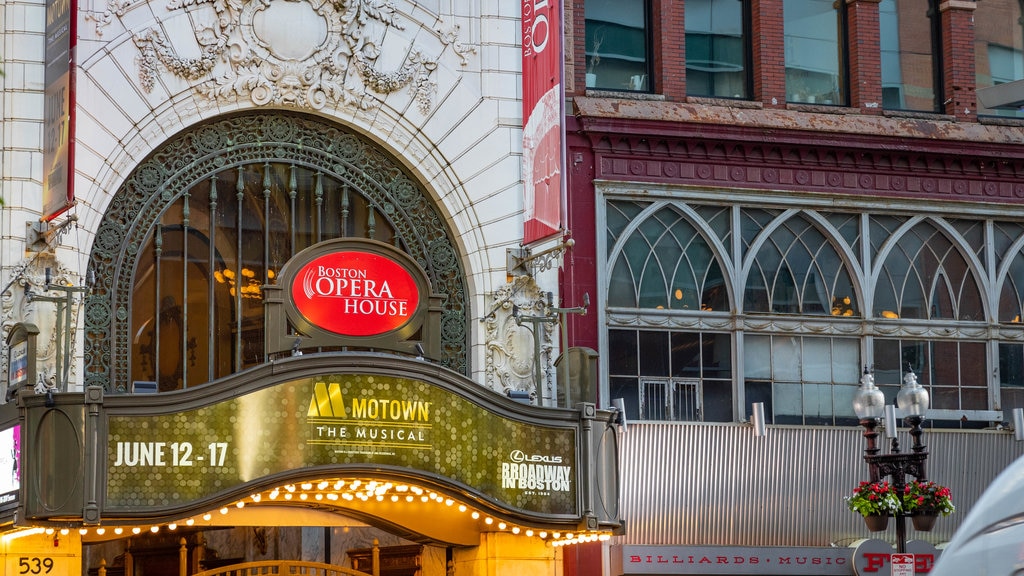 Boston Opera House which includes signage