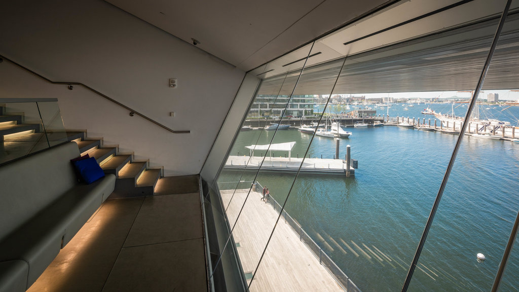 Instituto de Arte Contemporáneo ofreciendo una bahía o puerto y vistas interiores