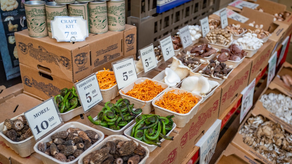 San Francisco que incluye señalización, mercados y comida