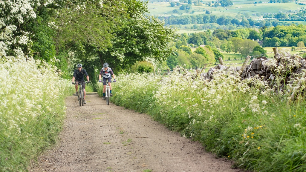 Peak District mostrando mountain bike e cenas tranquilas assim como um casal