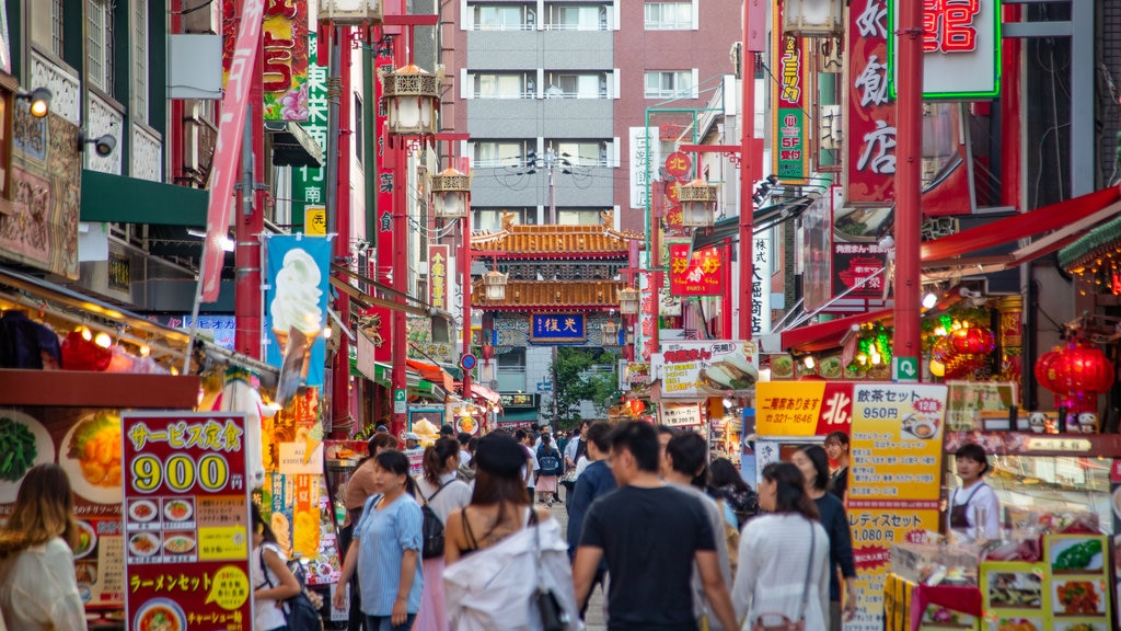 Nankin-machi que incluye mercados, escenas urbanas y una ciudad