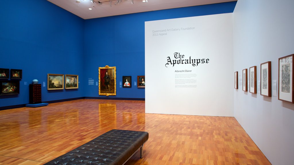 Queensland Art Gallery showing signage and interior views